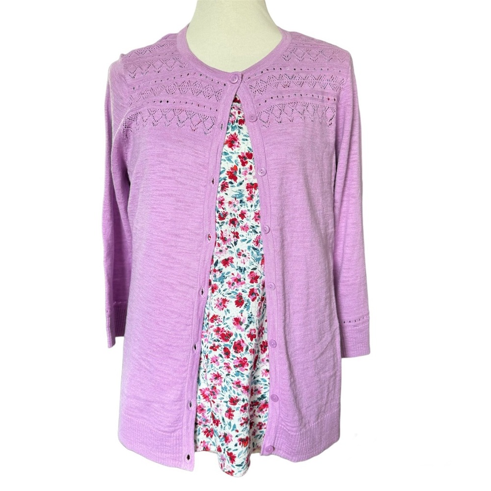 Set: Christopher & Banks Medium Cardigan & Sleeveless Blouse, EUC & NWT, Purple